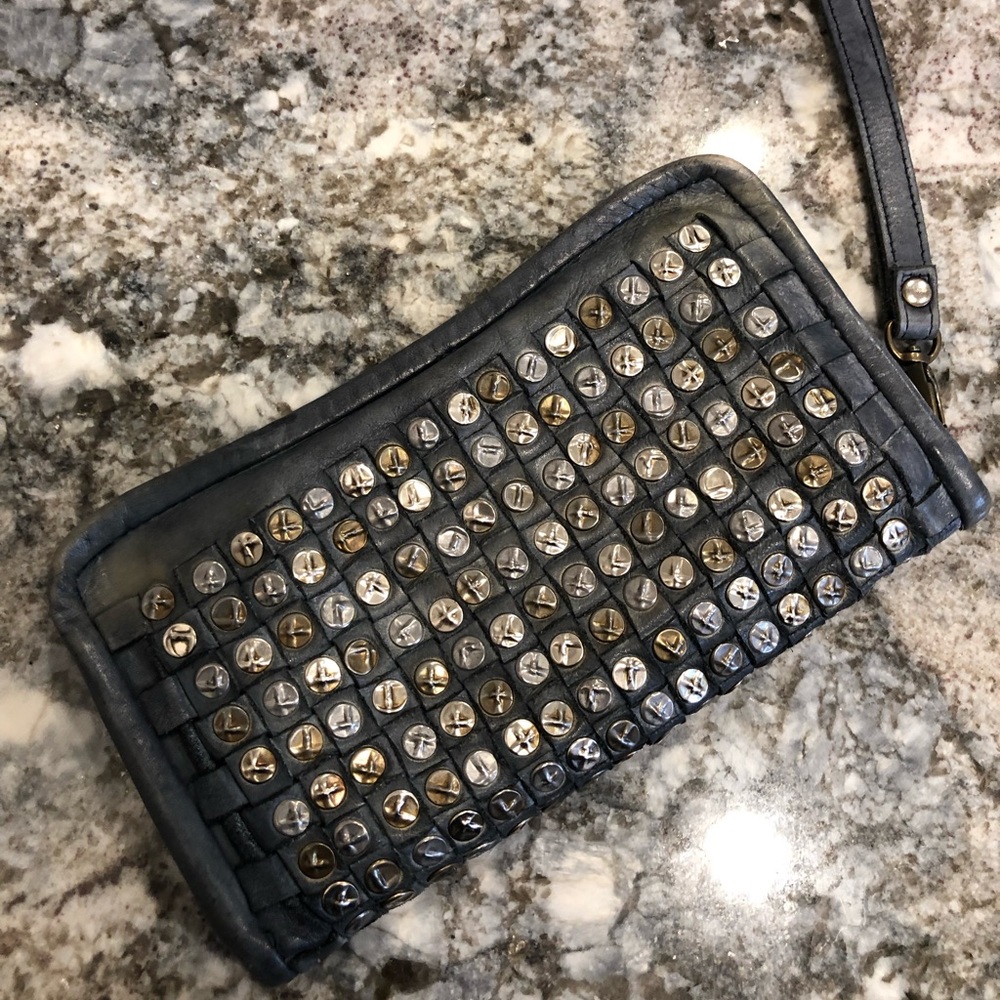 Platania Genuine Italian Leather Studded Wristlet